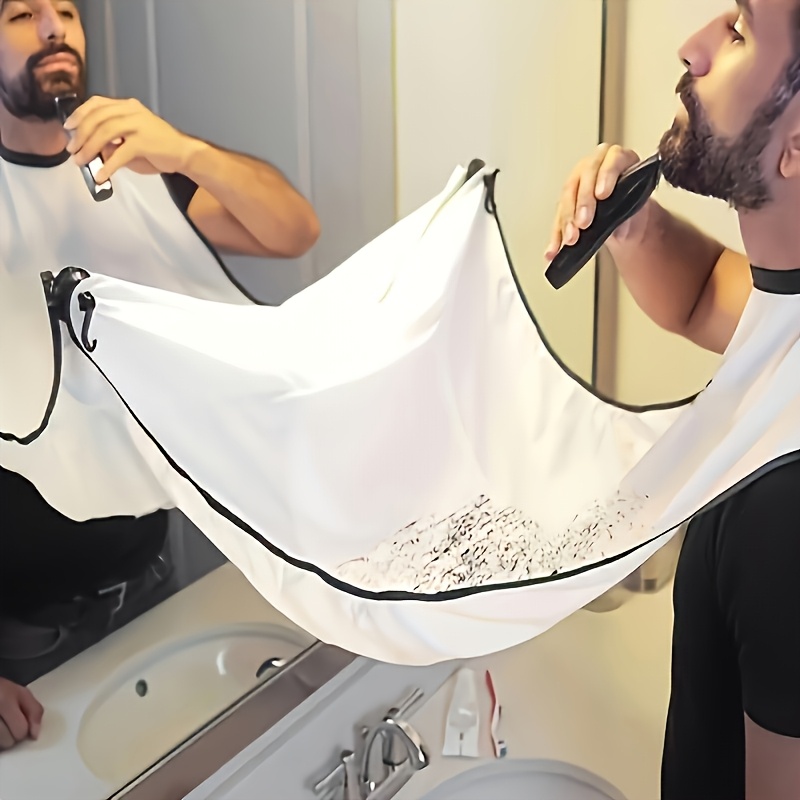 TEMU 1 Cape à barbe pour homme (105 cm/41,34 pouces) + 2 crochets, Attrape-barbe antiadhésif pour homme, Convient pour le coiffage et , Convient à