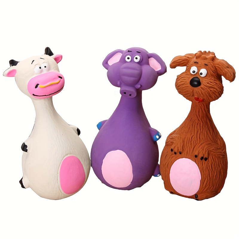 1 durable bite resistant squeaky toy cute cartoon dog chew toy with bone shape vibrant colors durable details for   training     fun without battery Product details 2