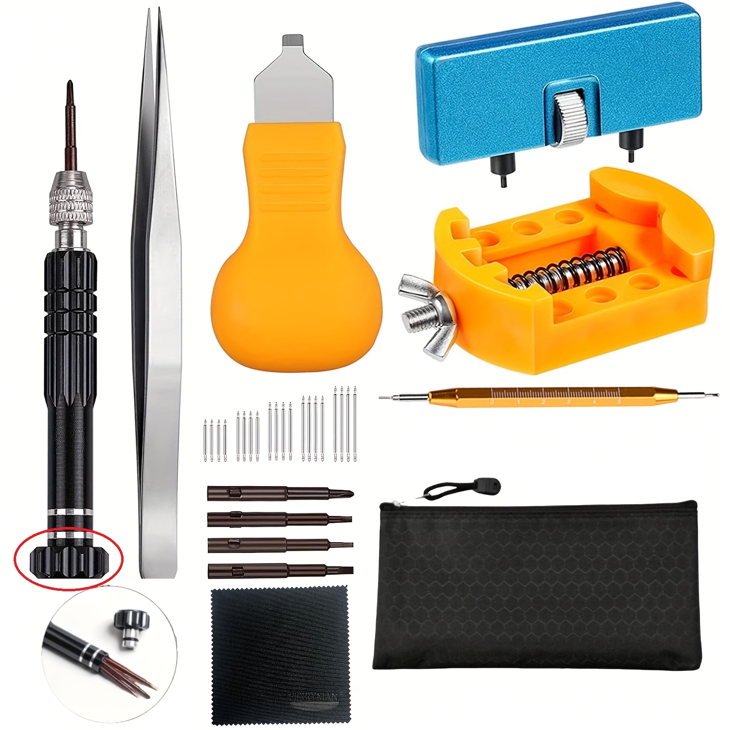 

Professional Watch Repair Kit: Includes Screwdriver, Tweezers, Spring Bar, Wrench, And Back Remover For 3 Types Of Watches