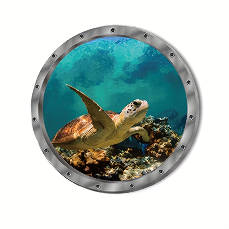 Bathroom | Ocean-inspired Sea Turtle Toilet Sticker - Vibrant Underwater Scene, Easy-to-apply Removable Pvc Wall Decal For Bathroom Decor, Perfect On Plastic Surfaces