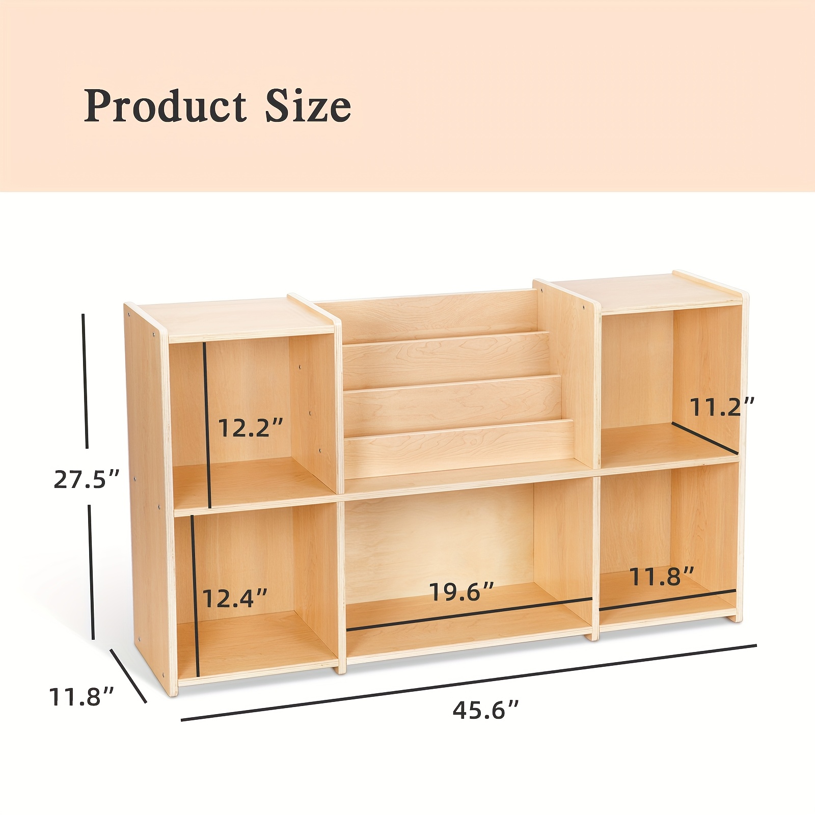 2-Tier Horizontal Wood Bookshelf and Toy Storage Organizer, 5-Compartment Toy Storage Cabinet with Book Rack, Ideal Choice for Kids Classroom Organizer, Playroom And Daycare