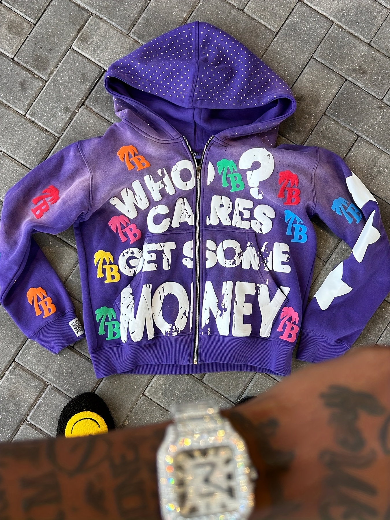 blue graphic hoodie sold on Temu United States