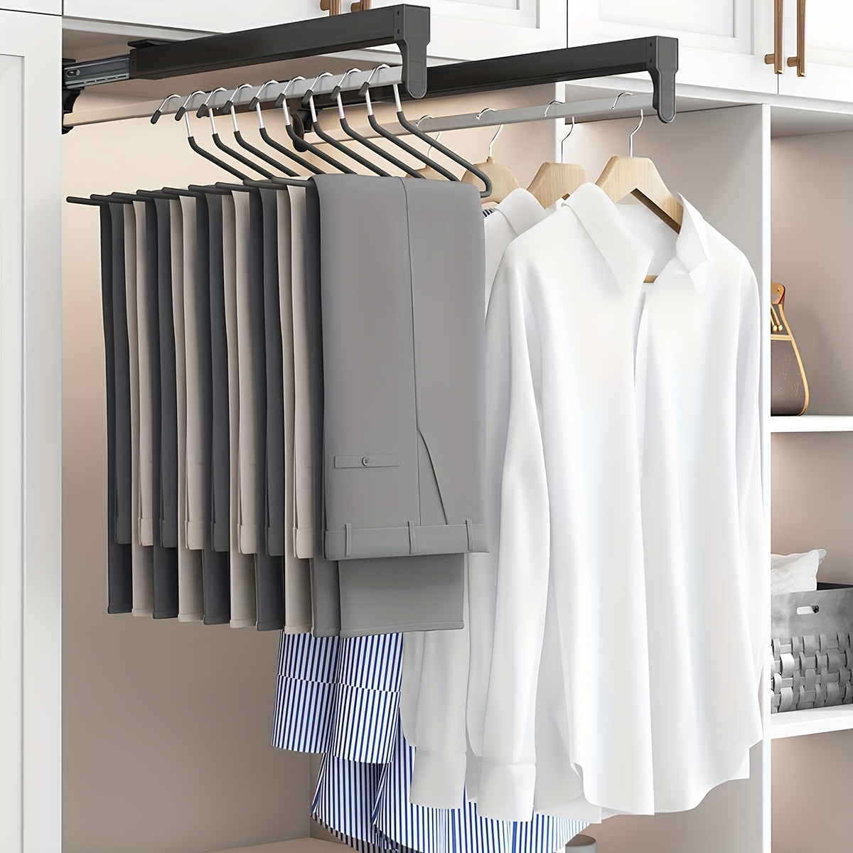 adjustable pull pants hanger space saving closet organizer Temu