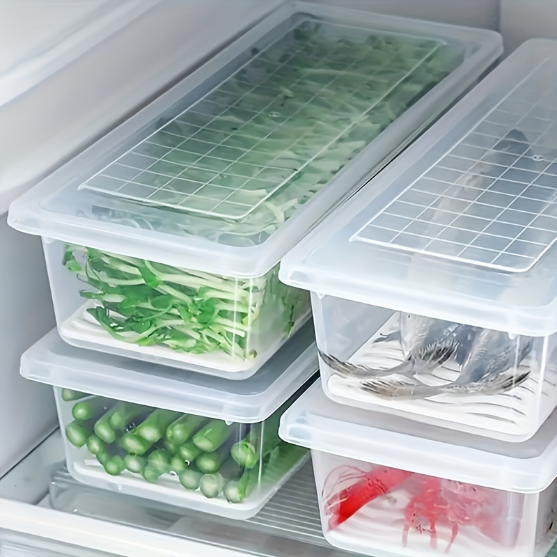 

2- Plastic Storage And Drain , Organizer For , Fruits, Vegetables, Meat & Dry , Safe,