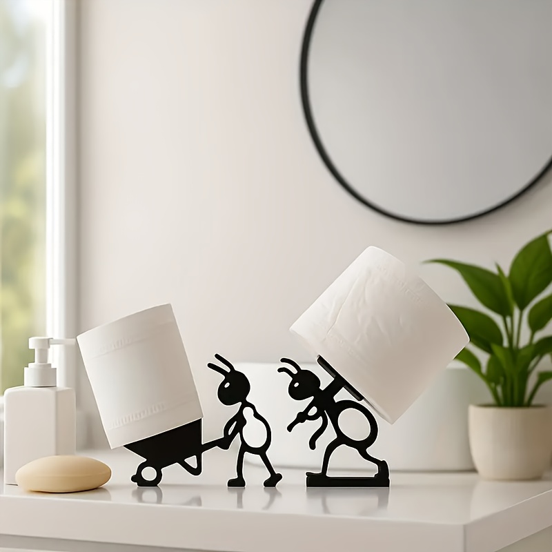 Image of 2pcs Set Of Easy And Practical Tissue Holders - Cute Modern Ant Design, Animal Character. This Elegant Toilet Paper Box Adds Humor And Style To Bathroom Space, Suitable For Home Decor, Office Restroom