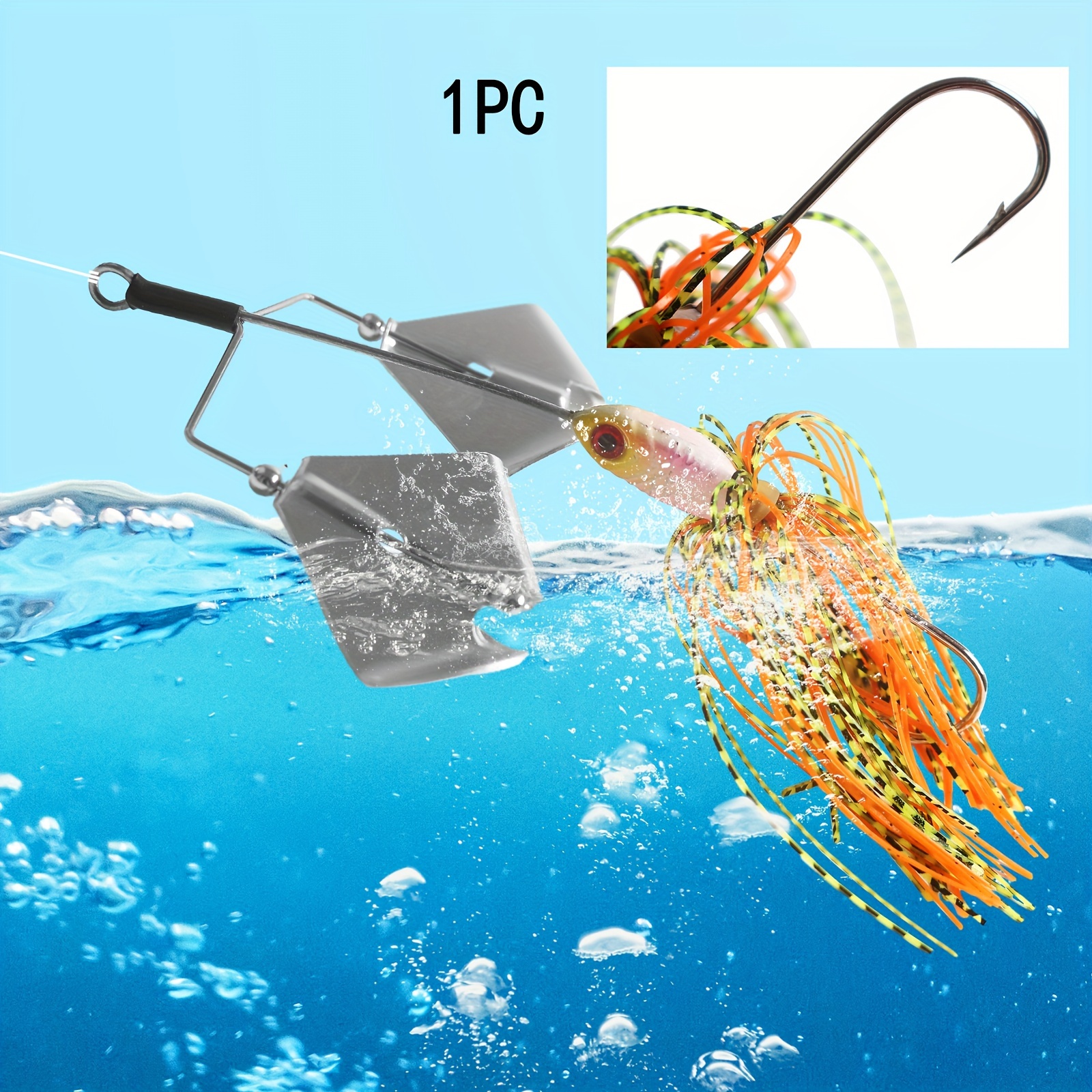 Topwater Skirt Jig Double Blade Buzzbait Bionic Fishing Lure - Temu