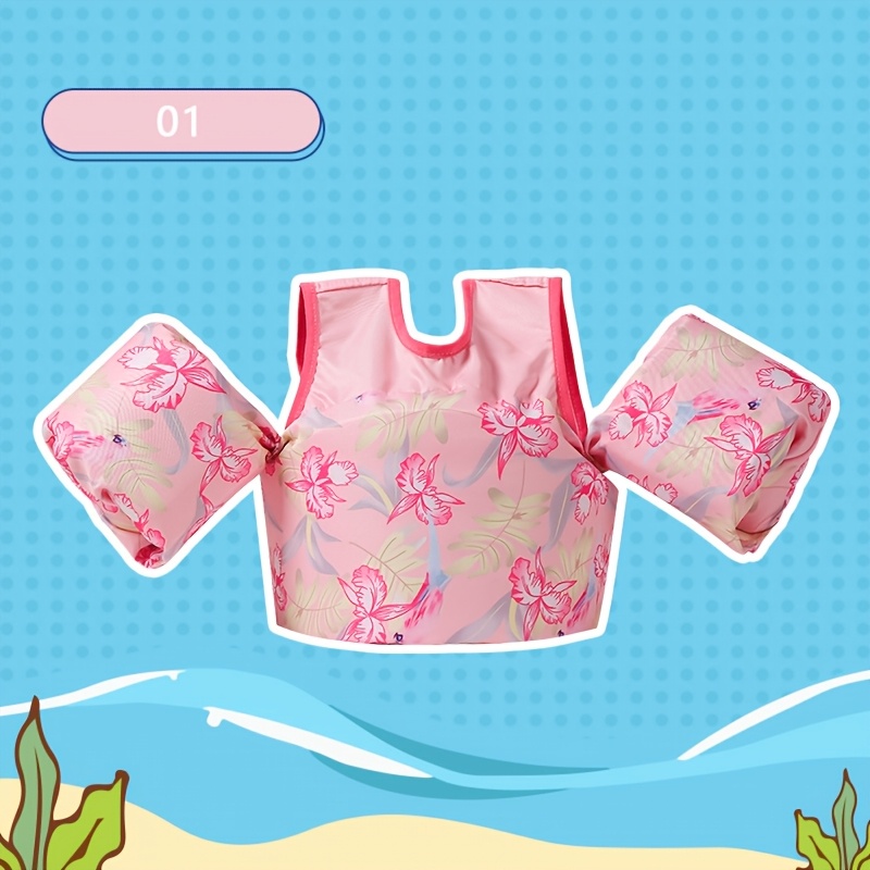1pc kids swimming pool float vest durable pe fabric with adjustable   closure cute cartoon design   14 25kg indoor outdoor   gear mixed colors swimming pool floats   attire   vest