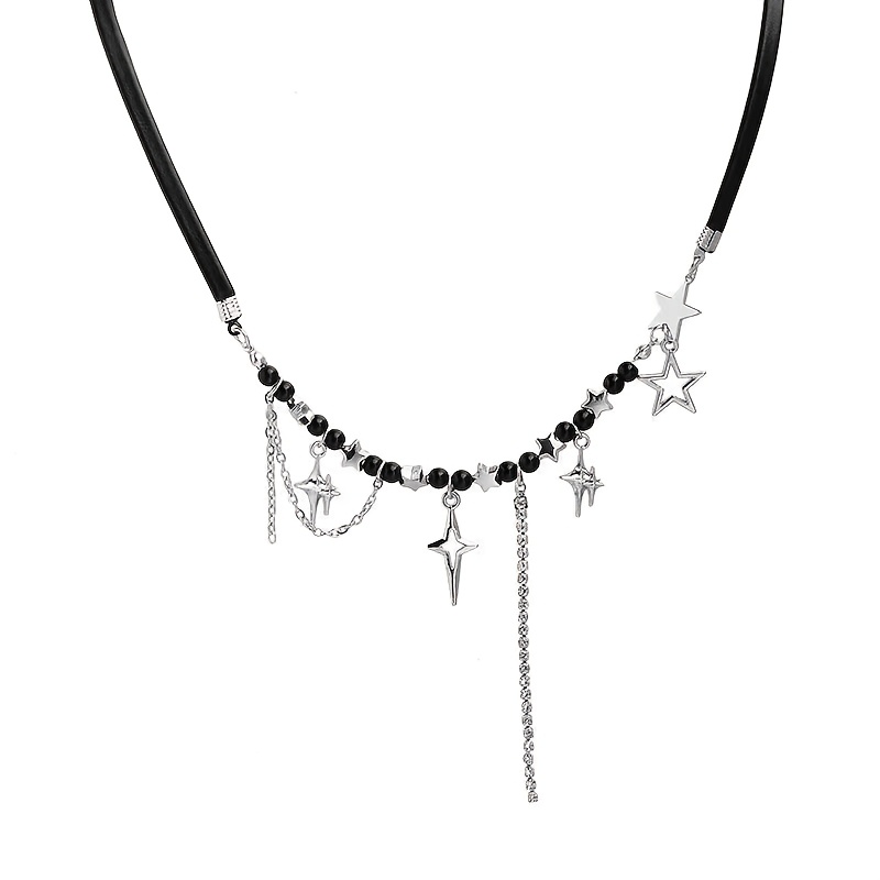 TEMU 1pc, Y2k Hot Tassel Star Necklace, Trendy And , Ins-style Versatile, Goddess-level Hip-hop Cool Collarbone Chain, Everyday Wear, Holiday Gifts,