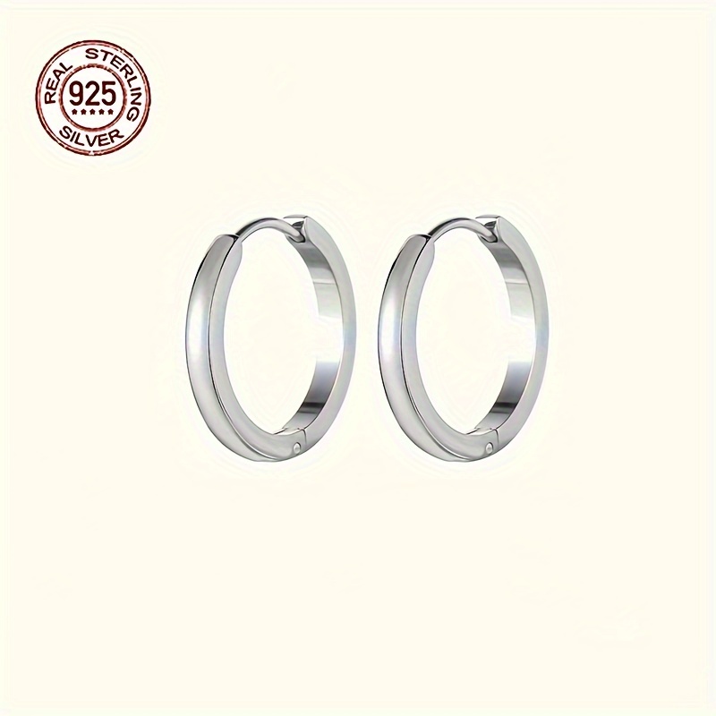 Men's Classic Round Stud Earrings, 925 Sterling Silver