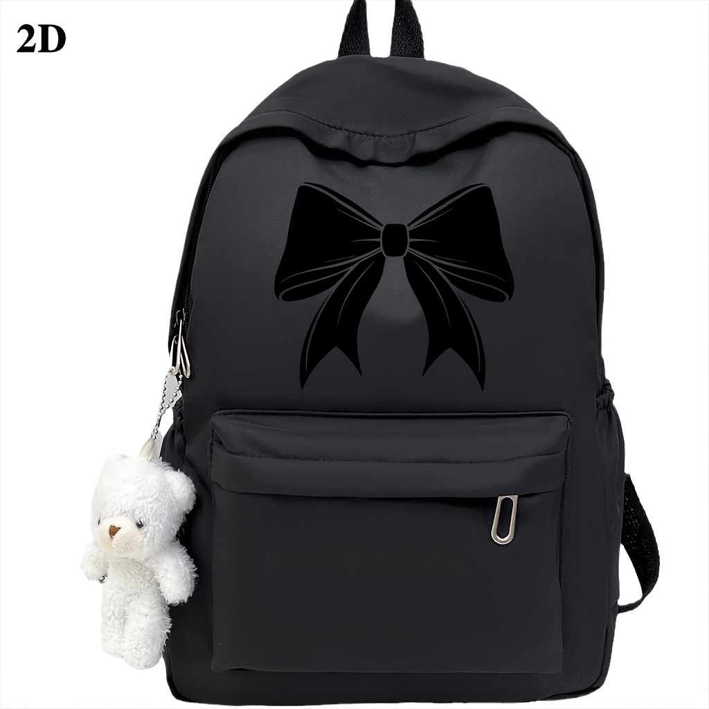 TEMU 1pc Multi-functional Large-capacity Backpack With Bear Charm, Stylish And Lightweight Travel Backpack, High- Bag For Students, Multi-pocket