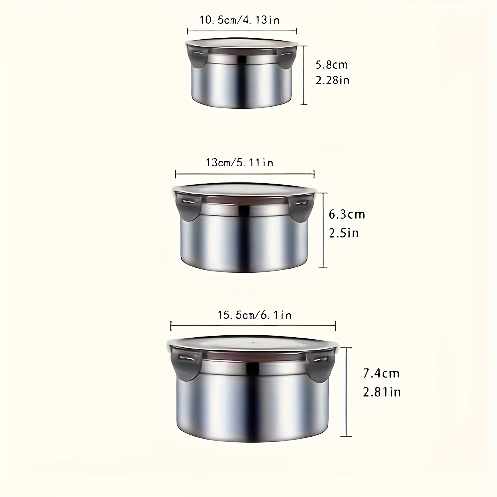 E-shop 1 Set mit 3 Stück Frischhalteboxen, auslaufsicher, wiederverwendbare Edelstahlbehälter mit Deckel, kann als versiegelte Schüsseln,
