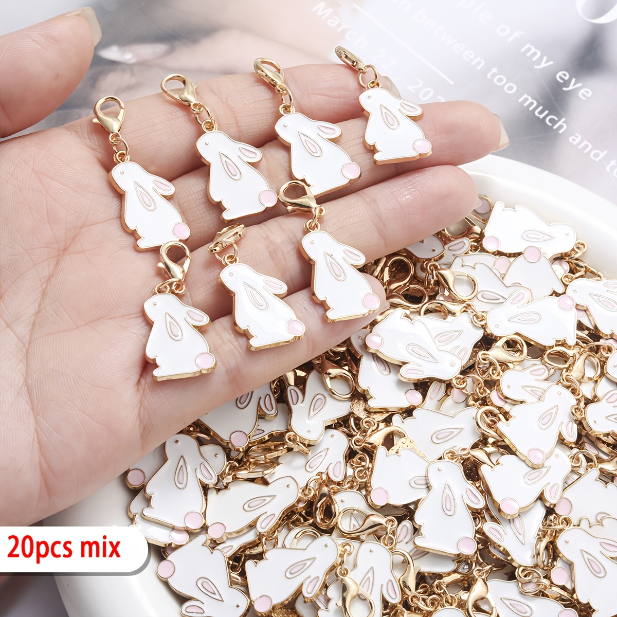 TEMU 20 Adorable Alloy Enamel Charms With Lobster Clasps, Suitable For Crafts, Key Rings, And Keychain Additions