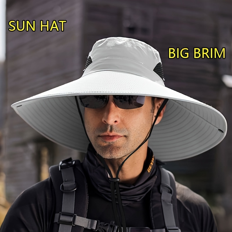 

1pc Wide Brim Bucket Hat, Uv Protection Sun Hat, Waterproof Breathable Hat For Hiking Camping Fishing