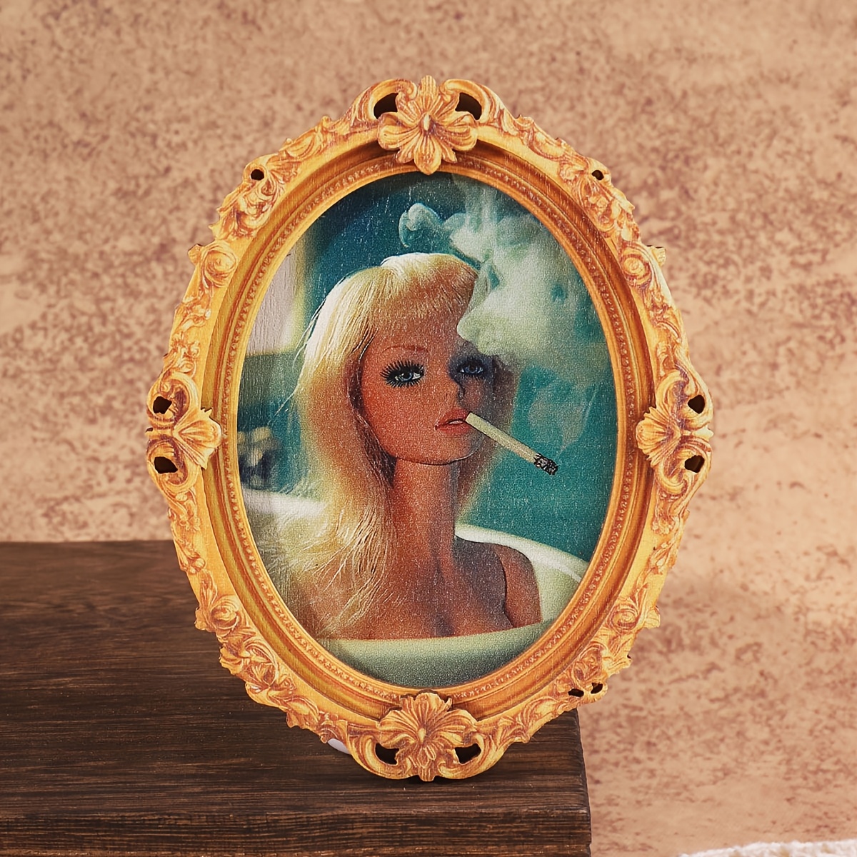 TEMU A Refrigerator Magnet Featuring A Smoking , In A Vintage Oval Shape, Resembling A Photo Frame, Serves As A Fun Home Decor Item And A Great Holiday Gift