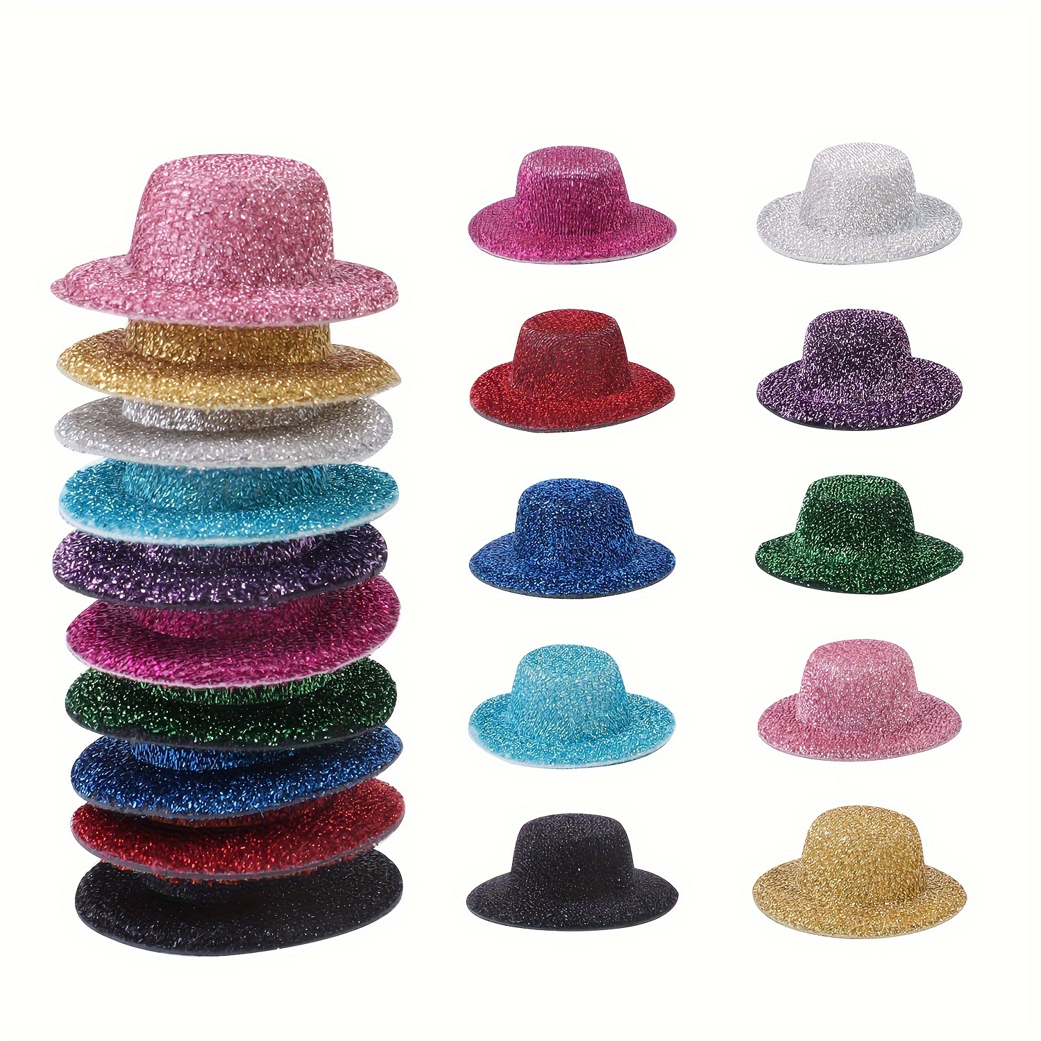 

5pcs Mini Hat Set - Vibrant 1.6" Mixed Colors, Polyester, No Power Needed - Christmas & Valentine's Day Decorations, Parties & Celebrations