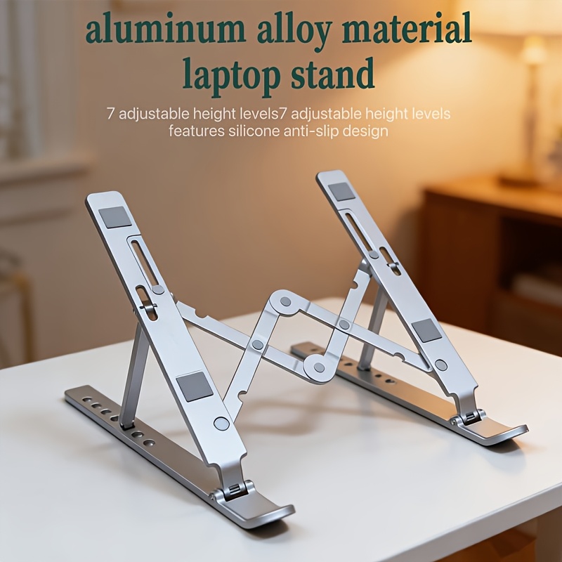 TEMU Support Ordinateur Portable | Support Réglable Pliable en Alliage d'Aluminium pour Ordinateurs Portables et Tablettes de 9,6 à 18 pouces,