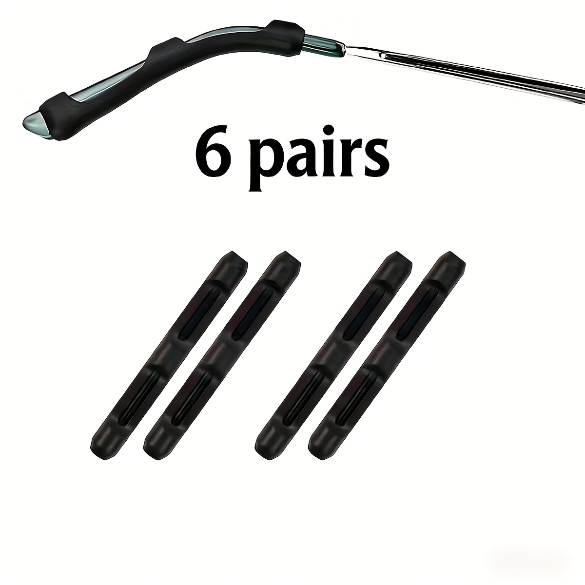 TEMU 6 paires de 12 coussinets d'oreille souples pour lunettes - Protecteurs de branches antidérapants, avec antidérapante, confortables à ,