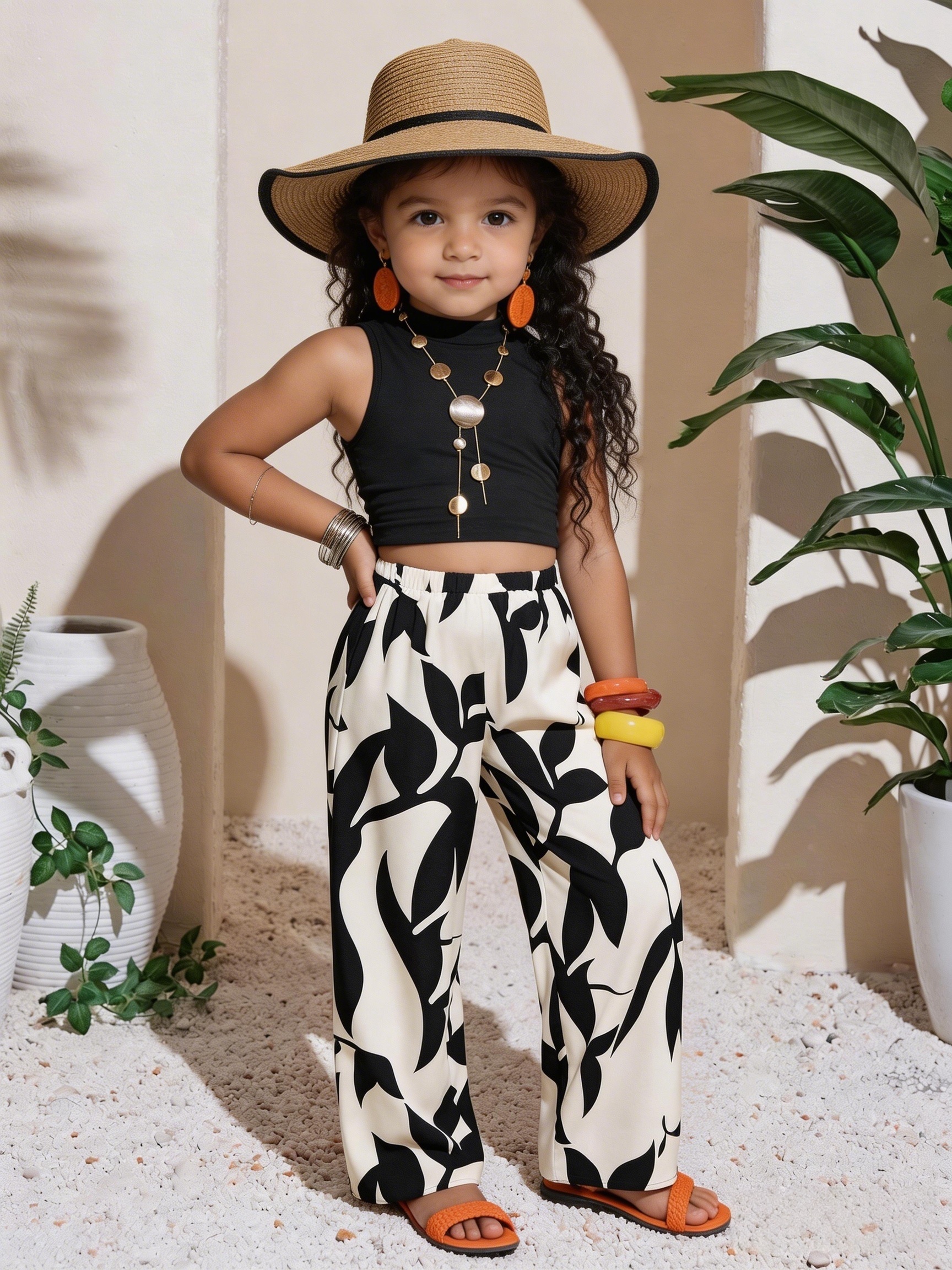 2pcs set for girls aged 1 6 featuring a solid color knitted sleeveless top and loose fit trousers suitable for summer casual fashion versatile for parties   sister photoshoots parks camping vacations and daily wear