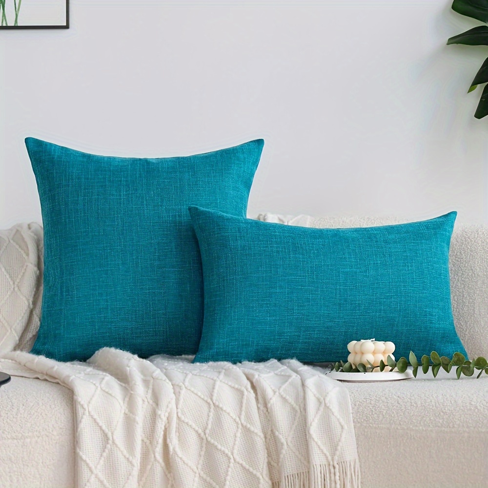 

Teal Cushion Cover For Sofa: Breathable, Contemporary Style, Hand Wash Only, Solid Pattern, Zipper Closure, Suitable For Various Sofa Sizes, Made Of Polyester