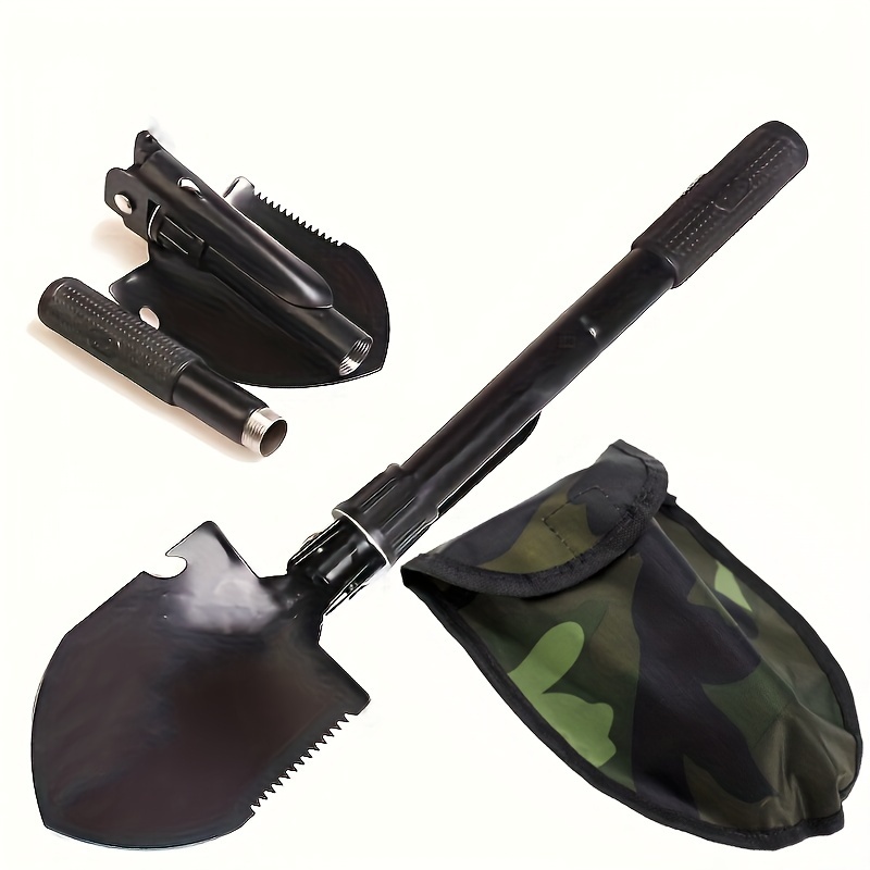 

4-in-1 Multifunctional Folding Shovel For Outdoor Survival And Camping - Durable Stainless Steel Shovel With Saw, Pickaxe, And Bottle Opener