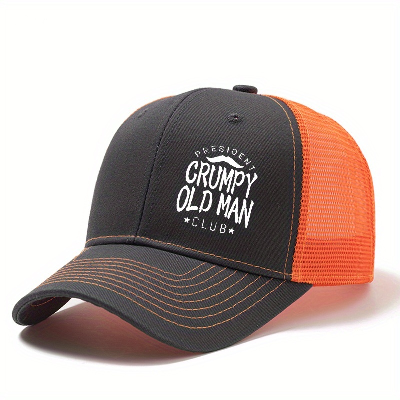 TEMU Fabric.makefge " Old For Man" Baseball Cap - Breathable Mesh Back, Adjustable Snapback, With Lettering, Casual Outdoor Hat For Summer, Camping &