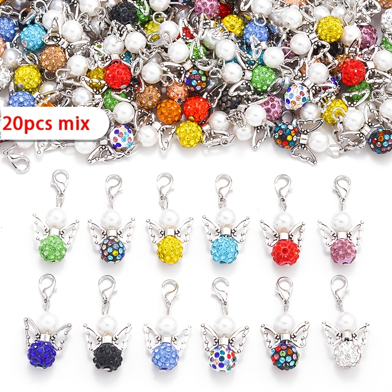 Image of 20pcs Silvery Mixed-color Pendants With Lobster Clasps, Suitable For Craft Making, Diy Key Rings, And Keychain Accessories