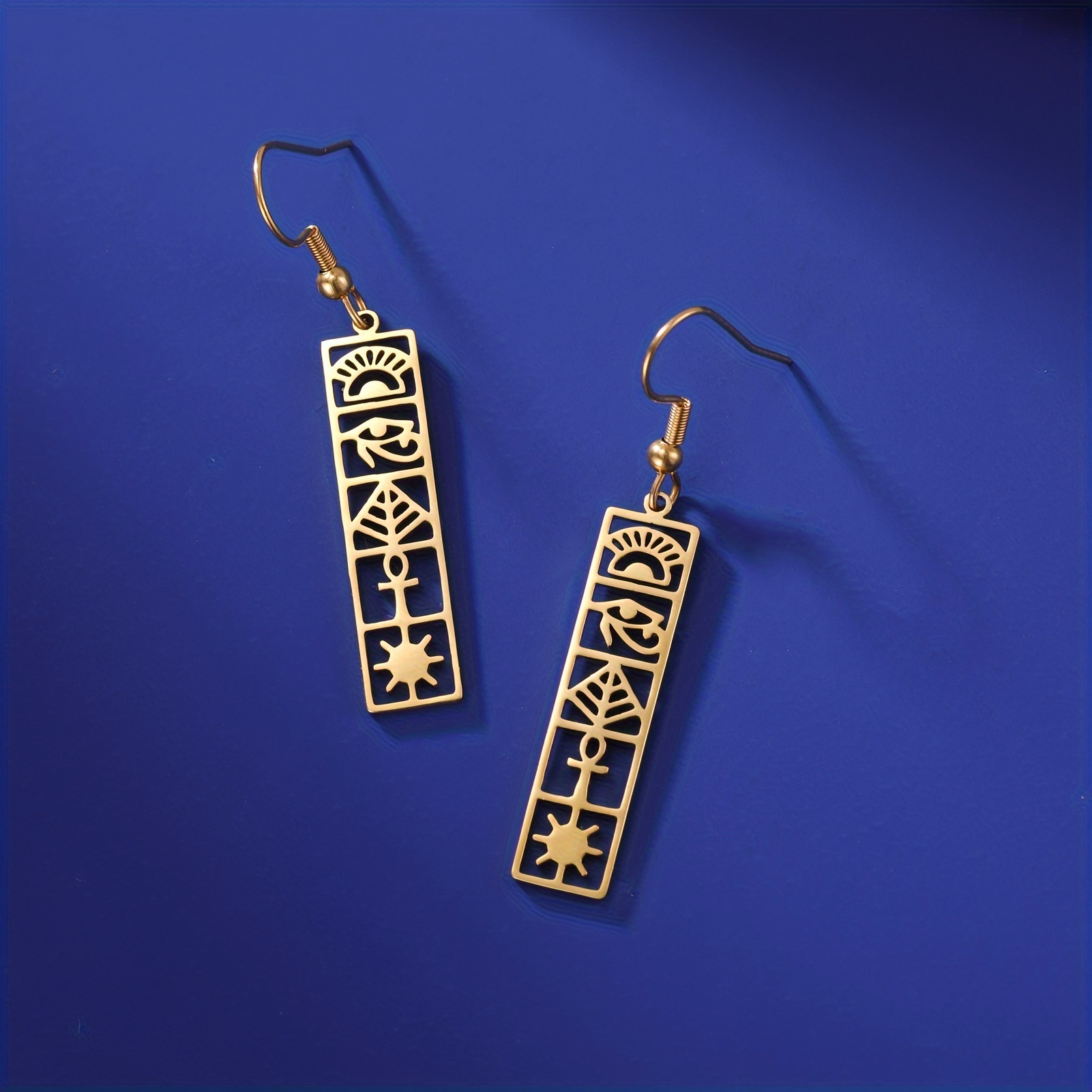Vintage Egyptian Jewelry Eye Of Horus Earrings For Women, Golden And Silvery Accessories