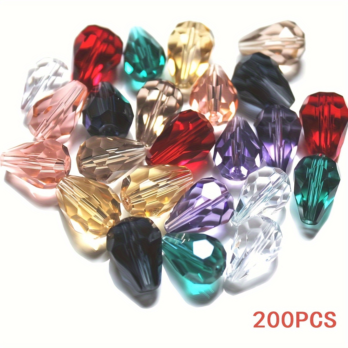 Image of 100/200pcs Random Mixed Colors Teardrop-shaped Glass 4*6mm Loose Beads, Suitable For Diy Bracelet, Necklace, Earring Crafting And Semi-finished Accessory Materials