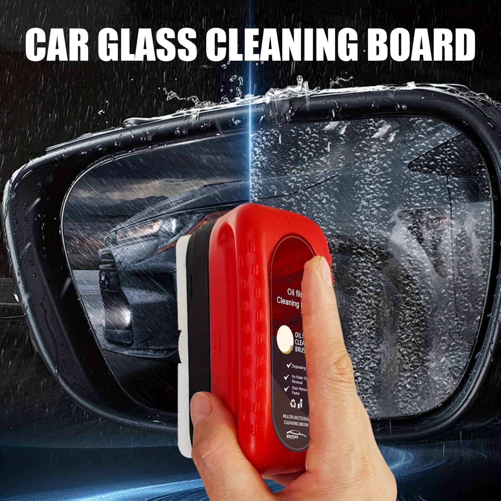 universal car glass oil film remover with foam applicator   cleaning solution 120ml reusable   type brush for   details 4