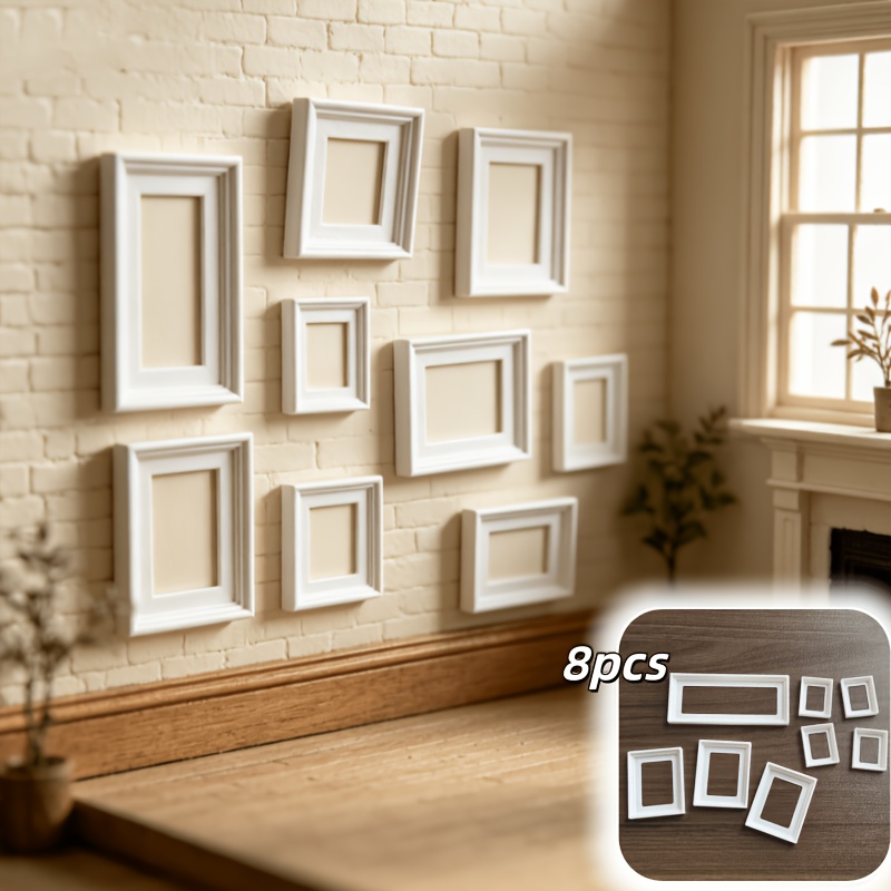 TEMU 8 pezzi, Ornamenti cornice per foto, Adatti per decorazione di case delle bambole, decorazione di scene in miniatura e accessori per layout