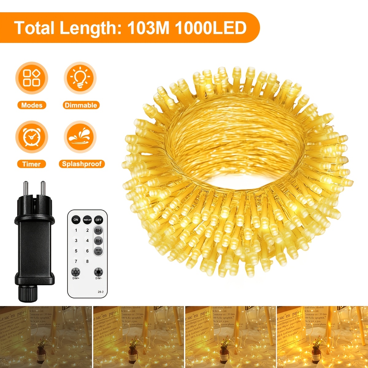 Image of 100/200/400/600/800/1000leds Led Fairy Lights, Ip44 Plug-in Fairy Lights With Remote Control, Indoor And Outdoor Use For Bedroom, Patio, Garden, Christmas Tree, Wedding Decoration