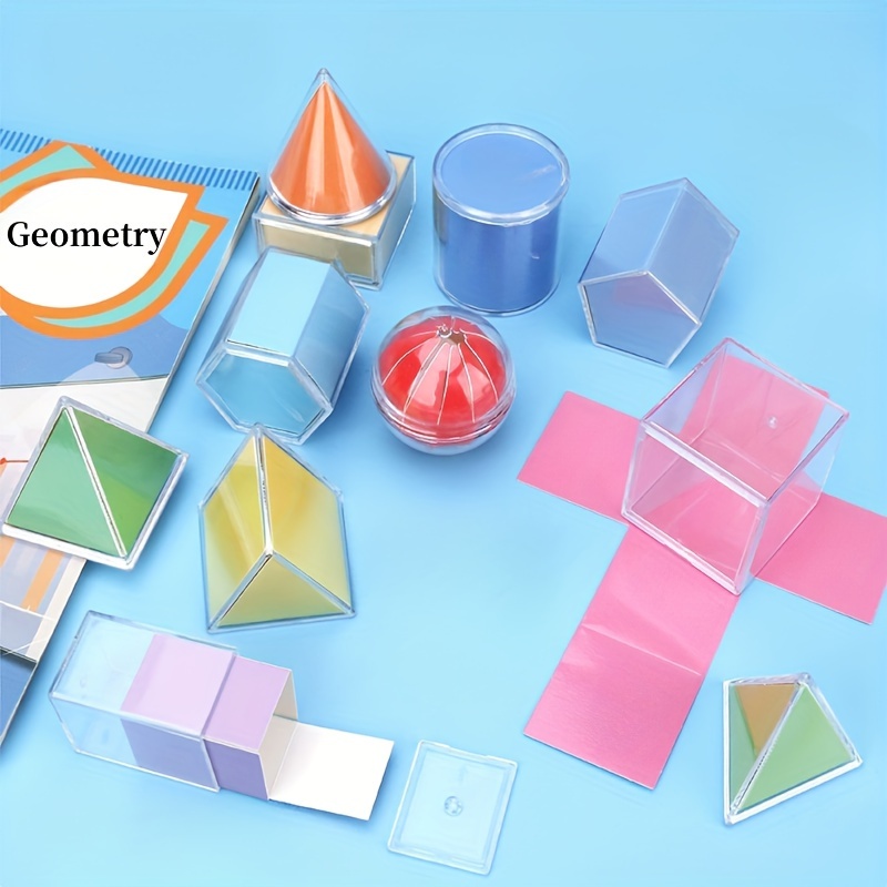 

12pcs Geometric Shape Models Set - Pe Plastic For Visualization, Ideal For Office Use