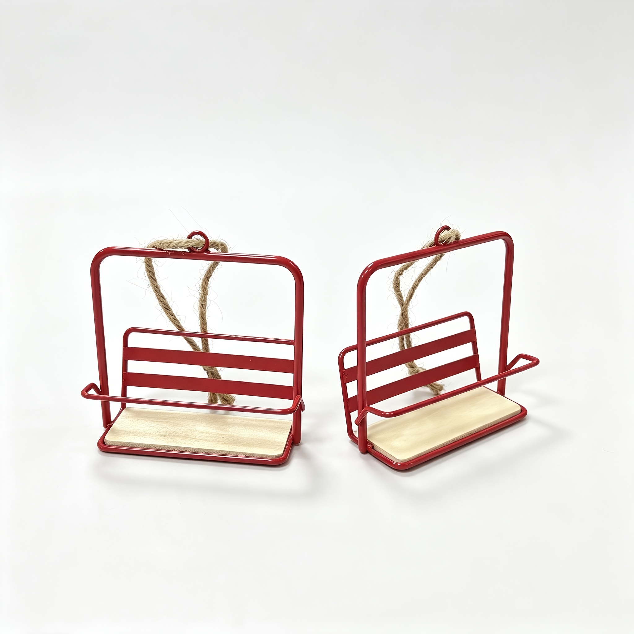 TEMU 2pcs Christmas Style Mini Iron - Dollhouse Decor - Christmas Tree Ornament - Christmas Decoration - Small Pendant - Wooden Seat - Multi-scene -
