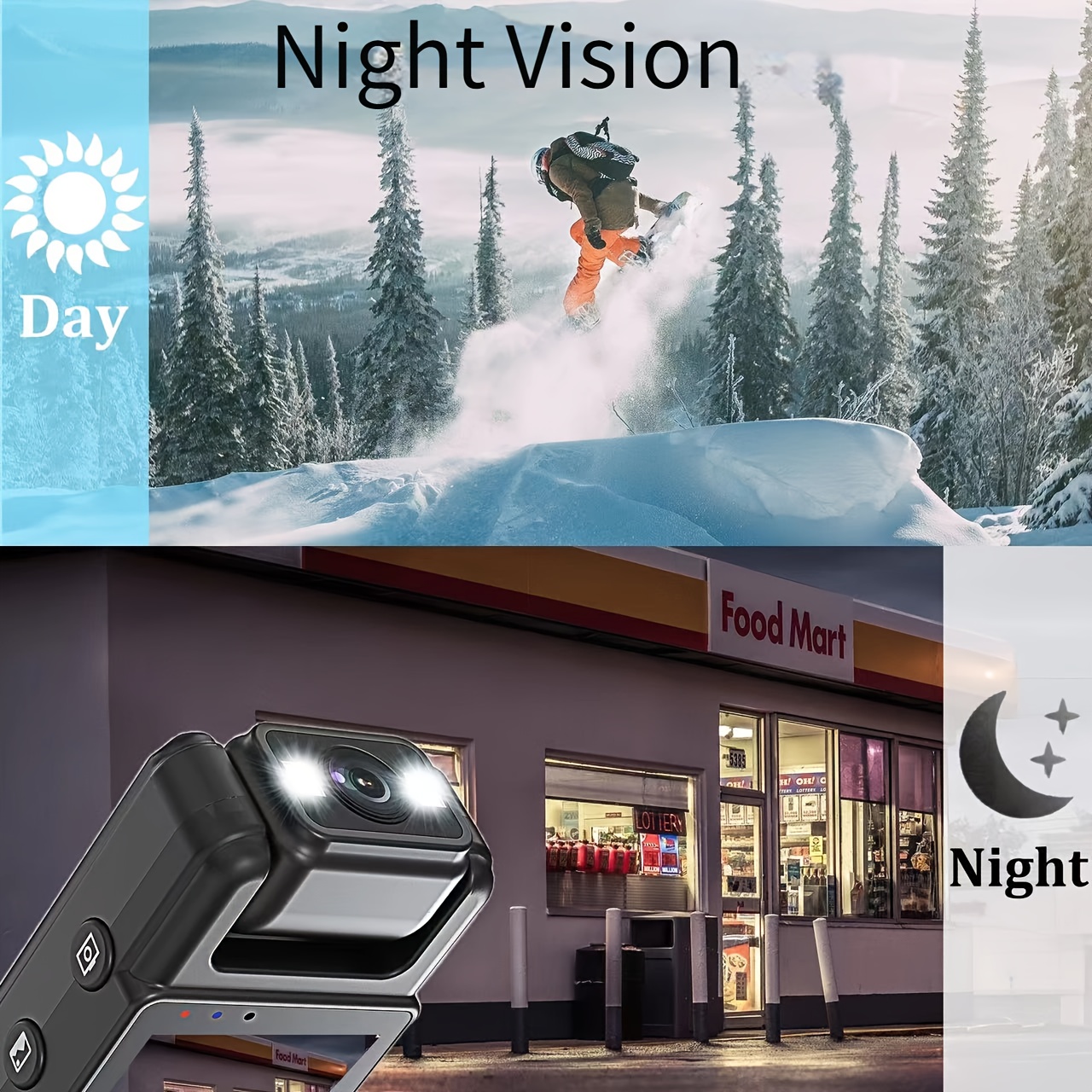 1080p full hd wearable action camera portable video recorder with 1200mah lithium polymer battery usb dual charging   one click audio video recording night   no sd card included details 6