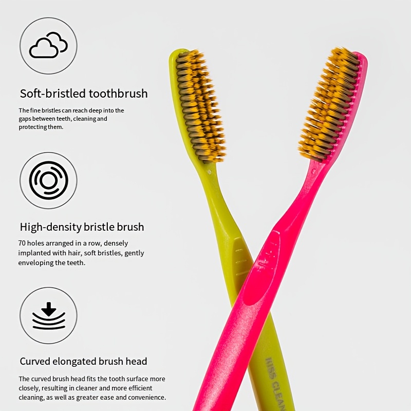 2pcs Manual Toothbrushes with Soft Bristles, Random Colors