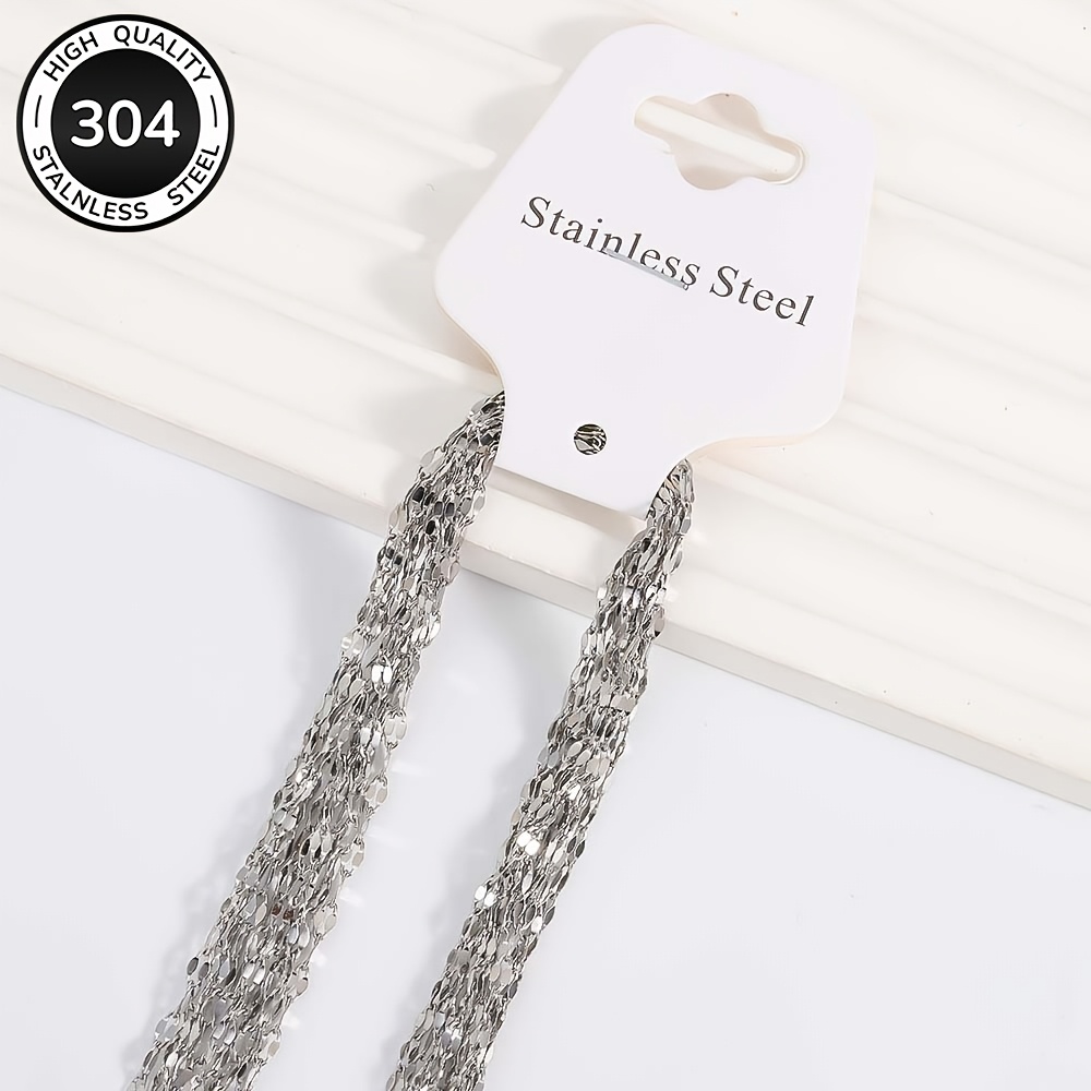 TEMU 10pcs Set - 304 Stainless Steel Necklace Chain - Lip Chain - Chain With Lobster Clasp - Simple - Durable - Classic And Stylish - Lightweight -