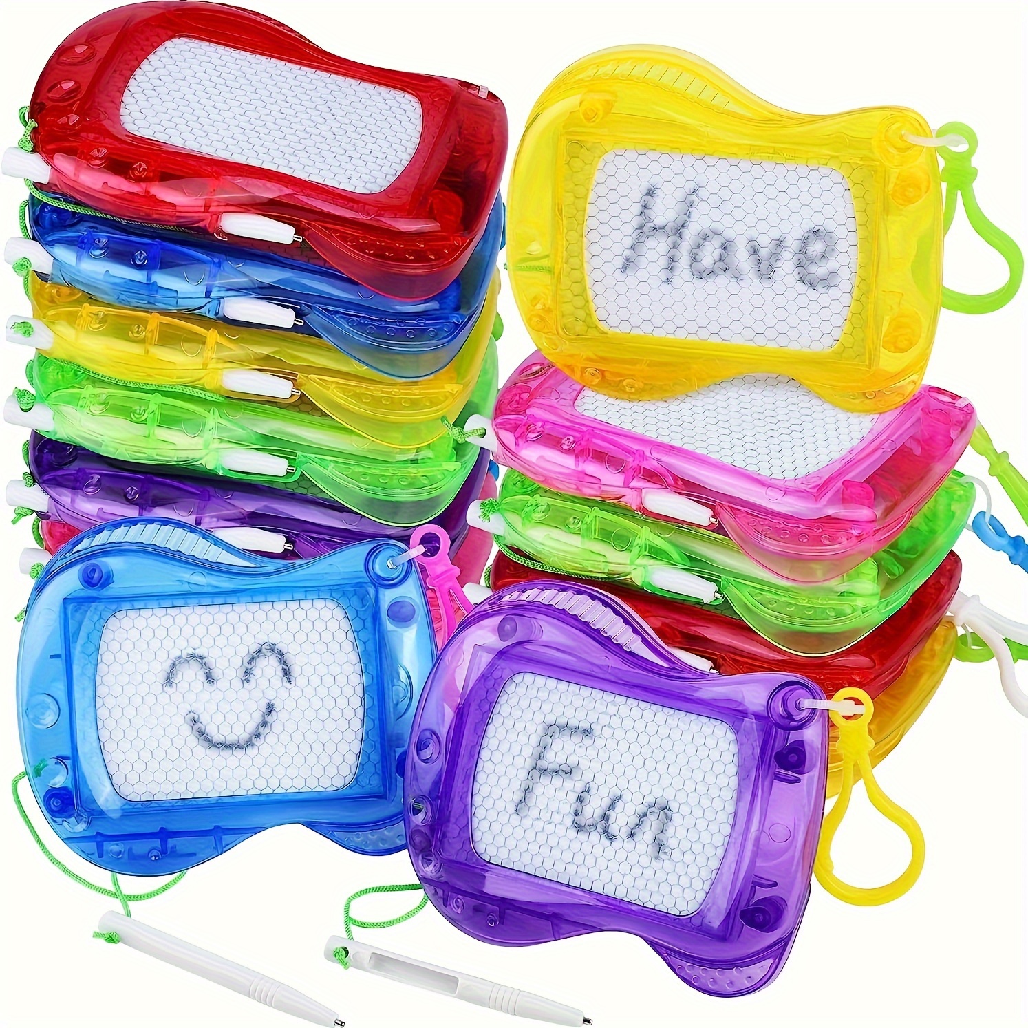 

12-pack Mini Magnetic Drawing Boards With Keychain - Erasable Doodle & Sketch Pads For Kids Ages 3-6, Perfect Birthday Party Favors And Goodie Bag Fillers