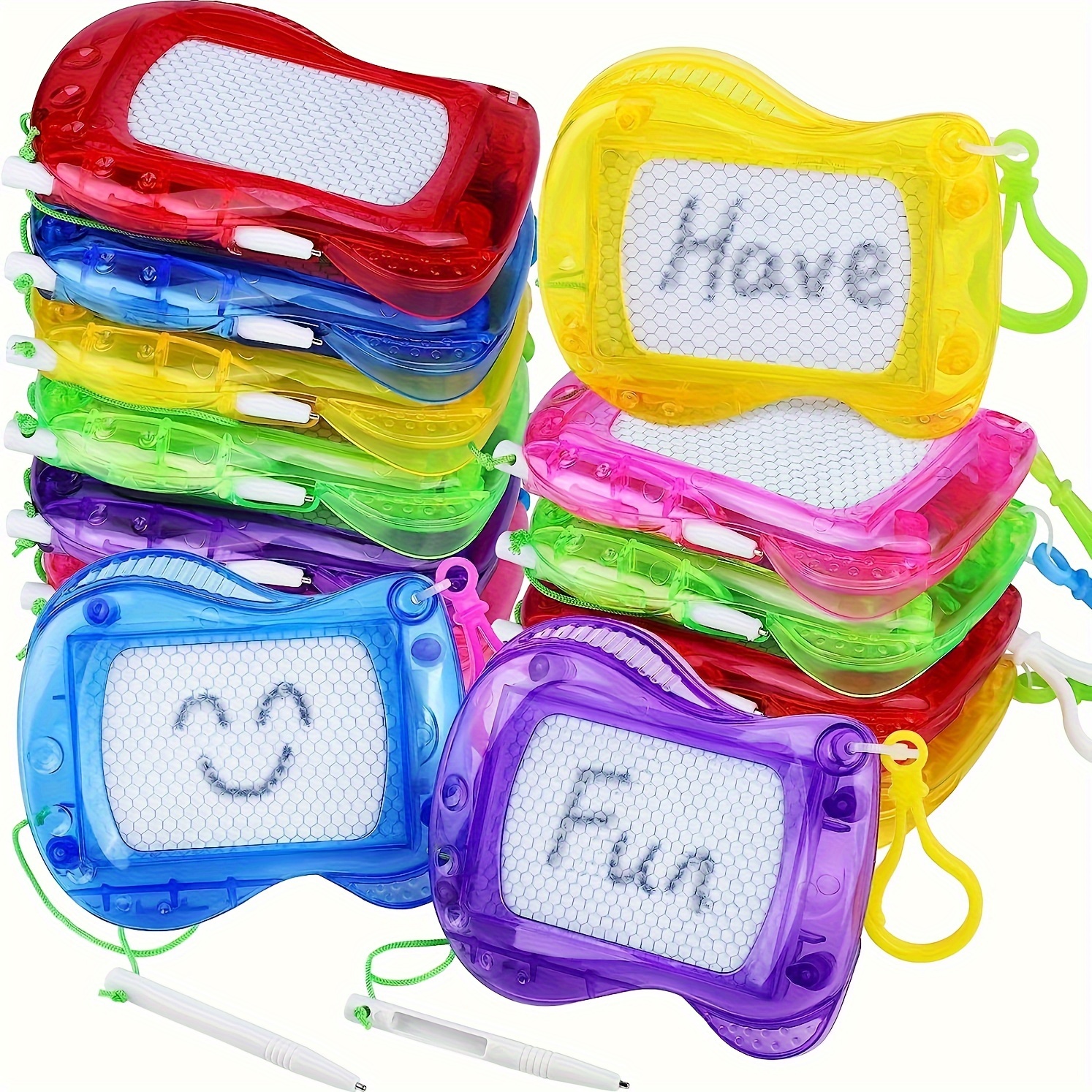 

12pcs Mini Magnetic Drawing Boards With Keychain - Erasable Doodle & Pads For , Assorted Colors, Backpacks & Party Favors