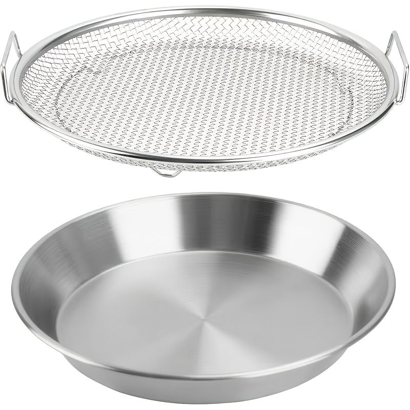 TEMU Large Stainless Steel Oil Filter Cooling Rack And Tray, Suitable For Frying, Washing Vegetables, Deep-frying, Filtering, Display Trays, And