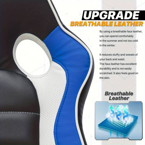 computer gaming chair for home office ergonomic pu leather gamer racing chair with padded armrest and adjustable seat height