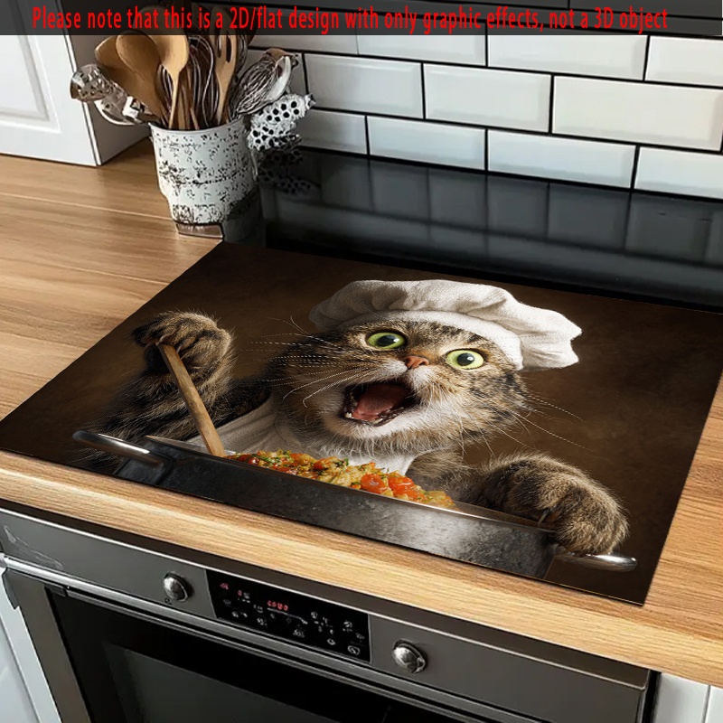 TEMU 1pc Chef Cooking Rubber Stove Cover Protector, 72x52cm, Non-slip Heat-resistant Synthetic, Scratch-proof For Electric Glass Stove, Washer And