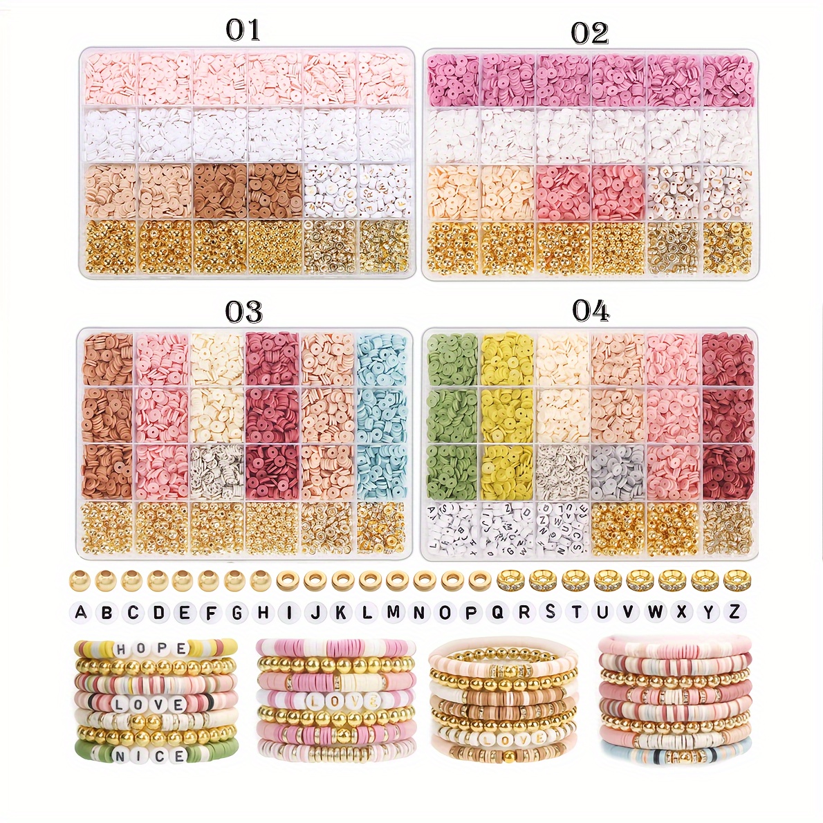 

Soft Clay Bead Kit For Diy Jewelry Making - Simple Style Macaron Collection With Letter Details, Assorted Round Shapes For Necklace And Accessory Crafting (1 Box)