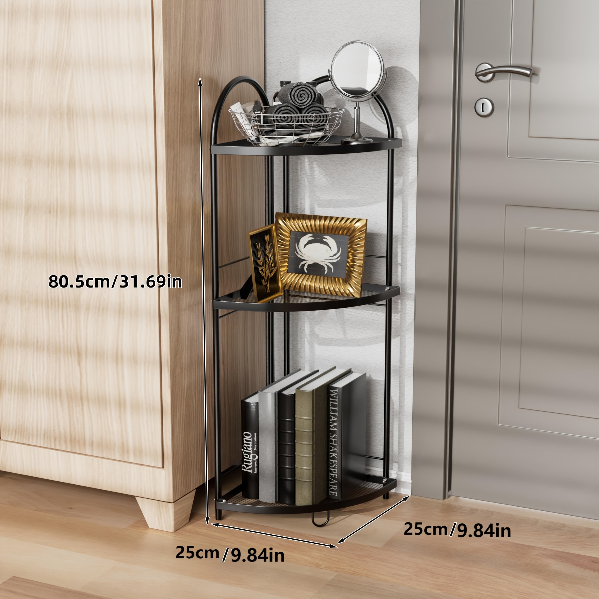 Scaffale per Torre da Bagno Scaffale Portaoggetti Autoportante in Plastica Scaffale Multifunzionale per Soggiorno, Camera da Letto, Cucina, Bianco (2 Strati
