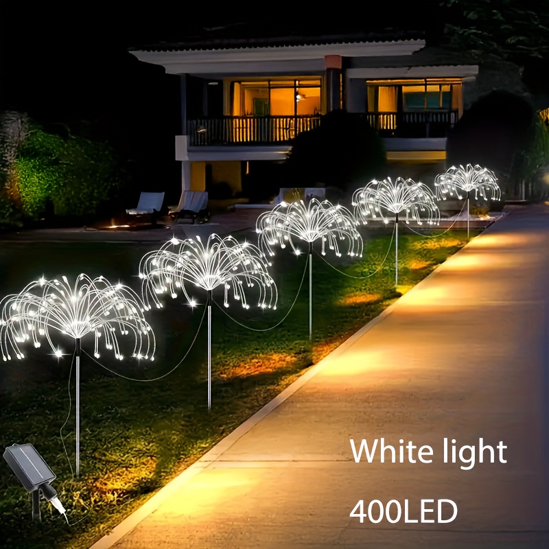 5-pakiet słonecznych lampionów fajerwerkowych 300/400 LED, dekoracja świąteczna, 8 trybów światła fajerwerków, idealne do ogrodów, podwórek, domów, festiwali, Bożego Narodzenia, Halloween, dekoracji na imprezy, zasilane energią słoneczną, przenośna instalacja
