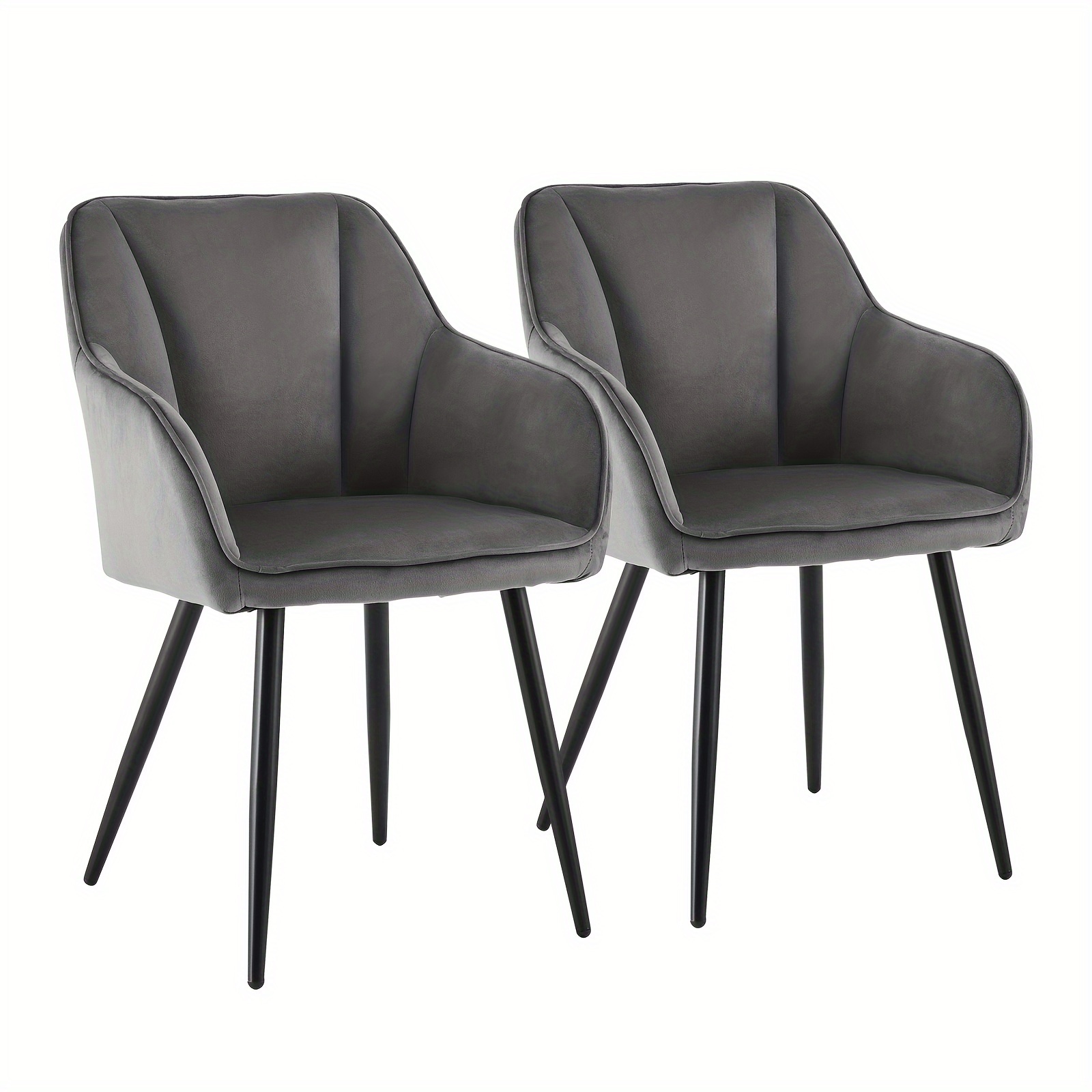 Image of Set Of 2 Dining Chairs Velvet Upholstered Seat Occasional Accent Tub Chairs With Backrest & Armrest And Metal Legs Kitchen Chairs For Living Room Lounge Reception Restaurants