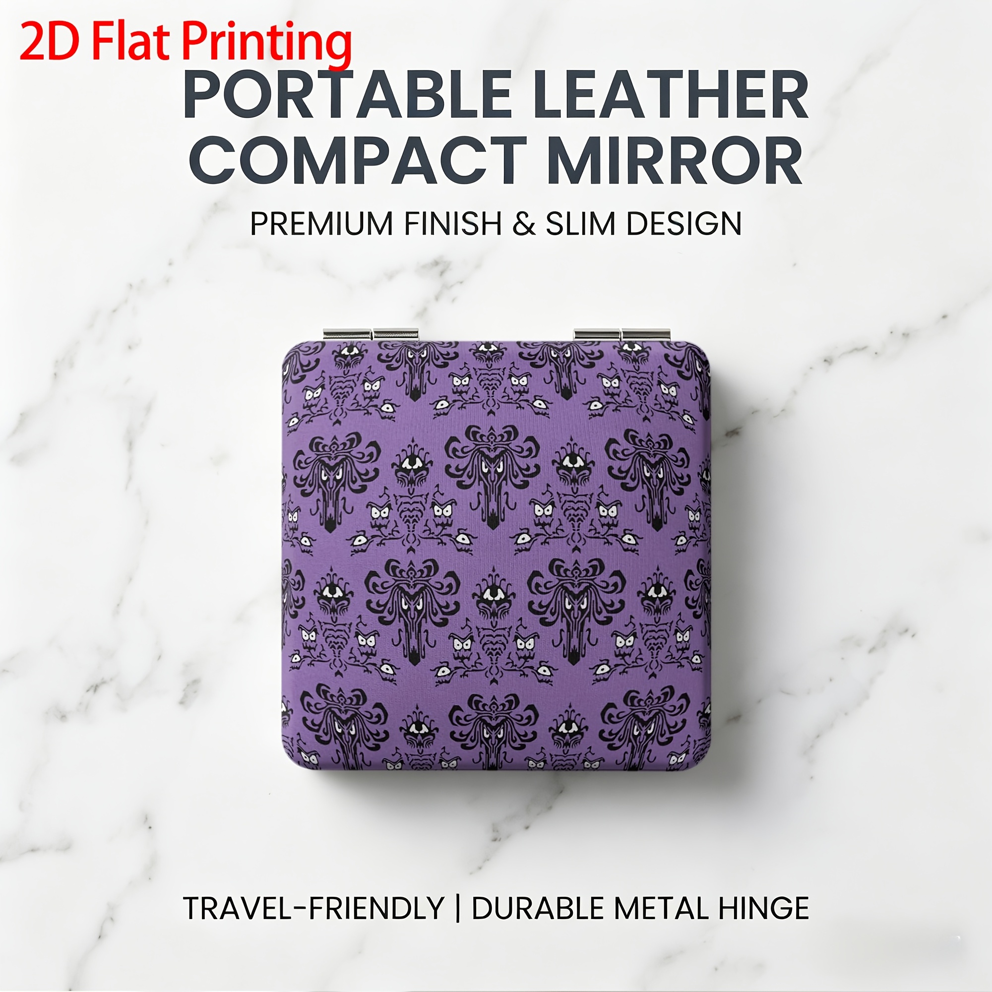 TEMU Double-sided Compact Makeup Mirror, Gothic Damask Portable Travel Mirror, Hd Reflection Pocket Vanity Mirror With Metal Hinge For Daily Use