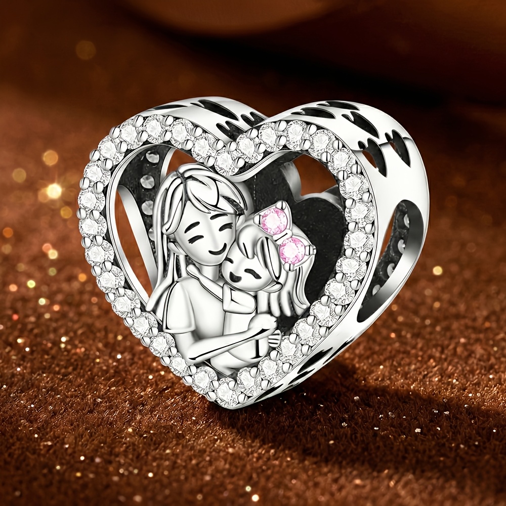 Silver Plated Loving Mother and Daughter Charm Pendant