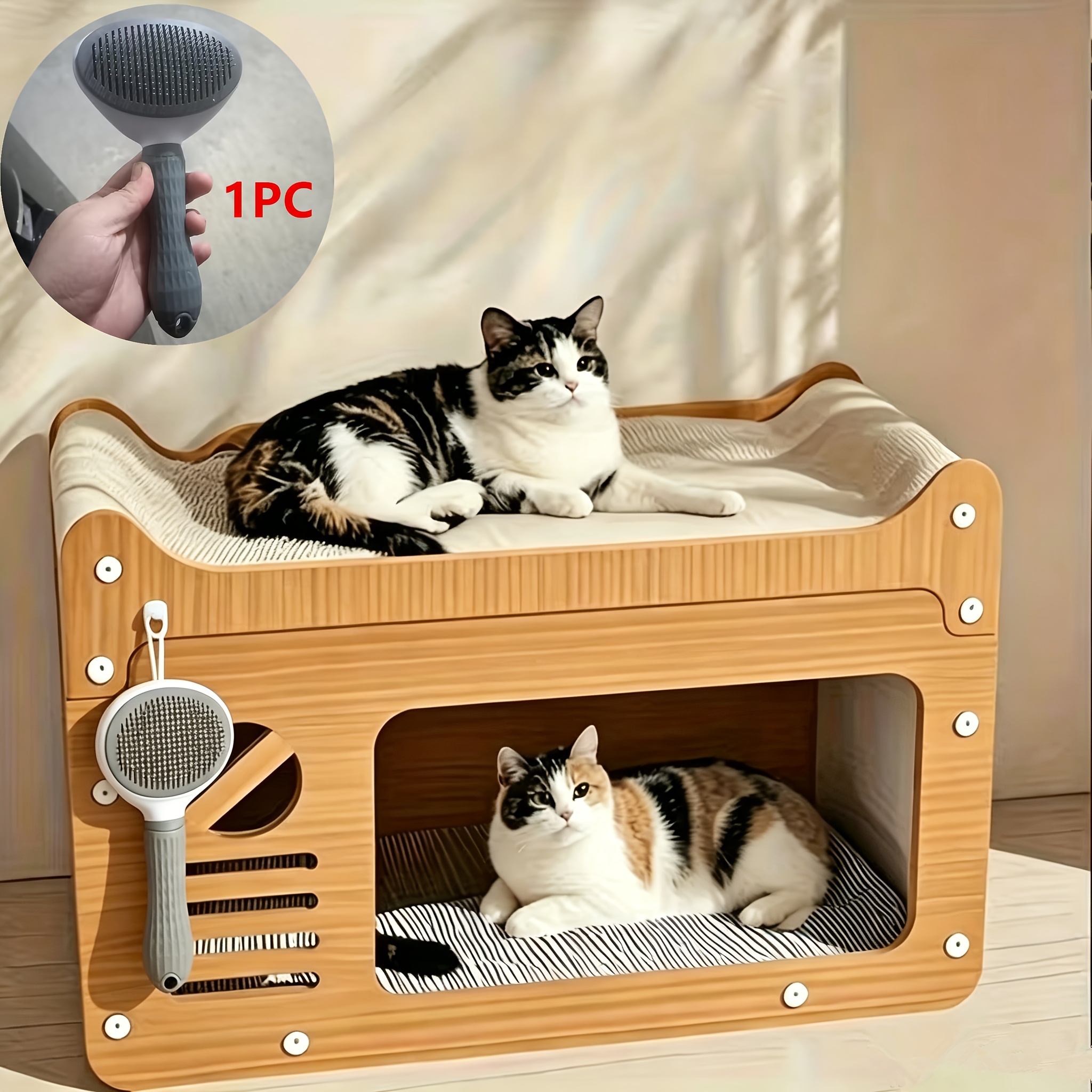 Image of Upgraded Self-cleaning Pet Hair Removal Brush Suitable For With System, Self-cleaning Deshedding Rake For Short/long Hair, Skin-friendly Grooming Brush For Shedding, Easy Assembly For Home & Salon