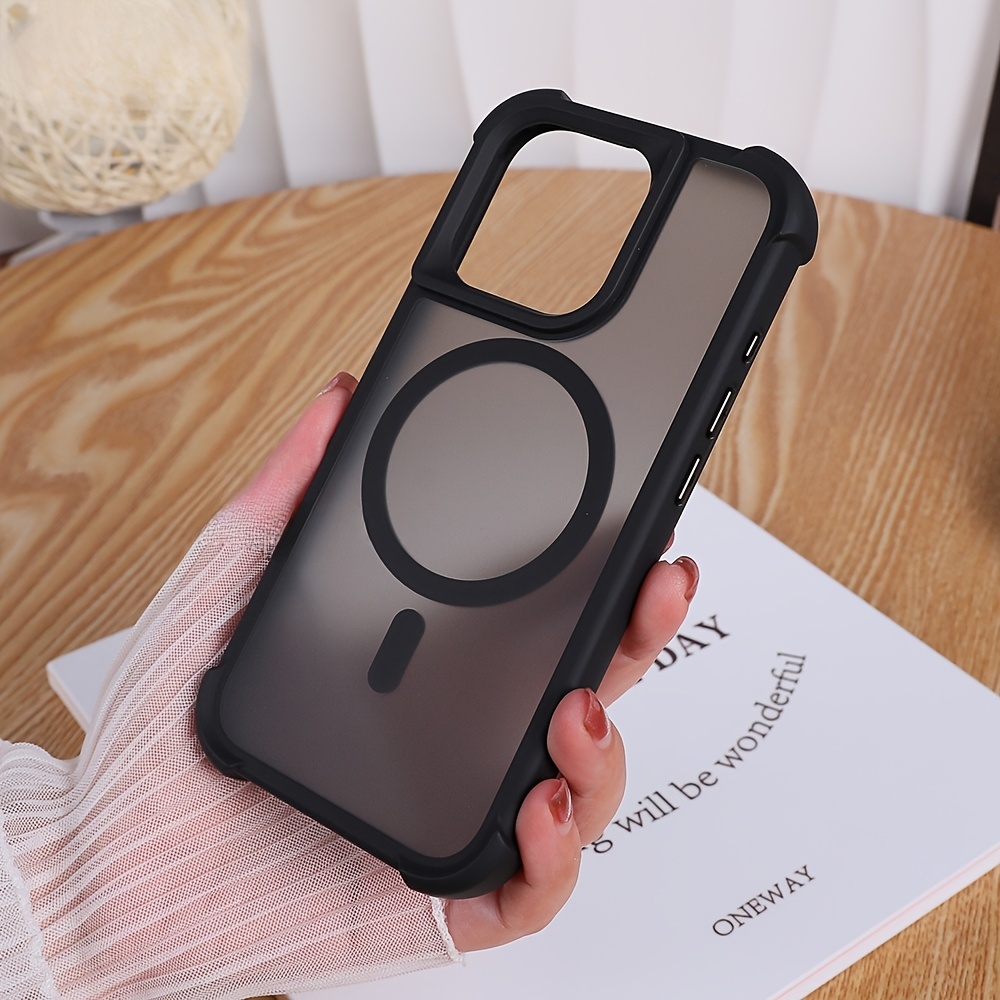 Phone Case: Luxury Matte Clear Four-Corner Skin-Feel Magnetic Phone Case for iPhone 16 15 14 13 12 11 Pro Max Plus Soft Back Cover