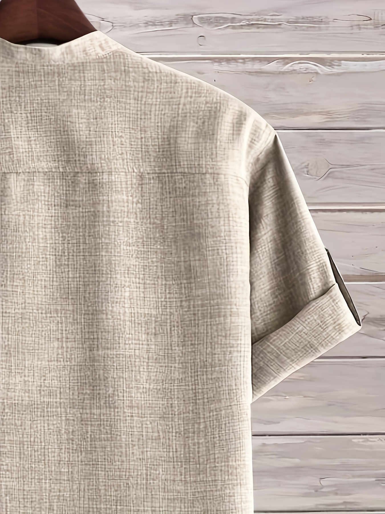 Men's Solid Color Henley Collar Short Sleeve Shirt, PLUS SIZE